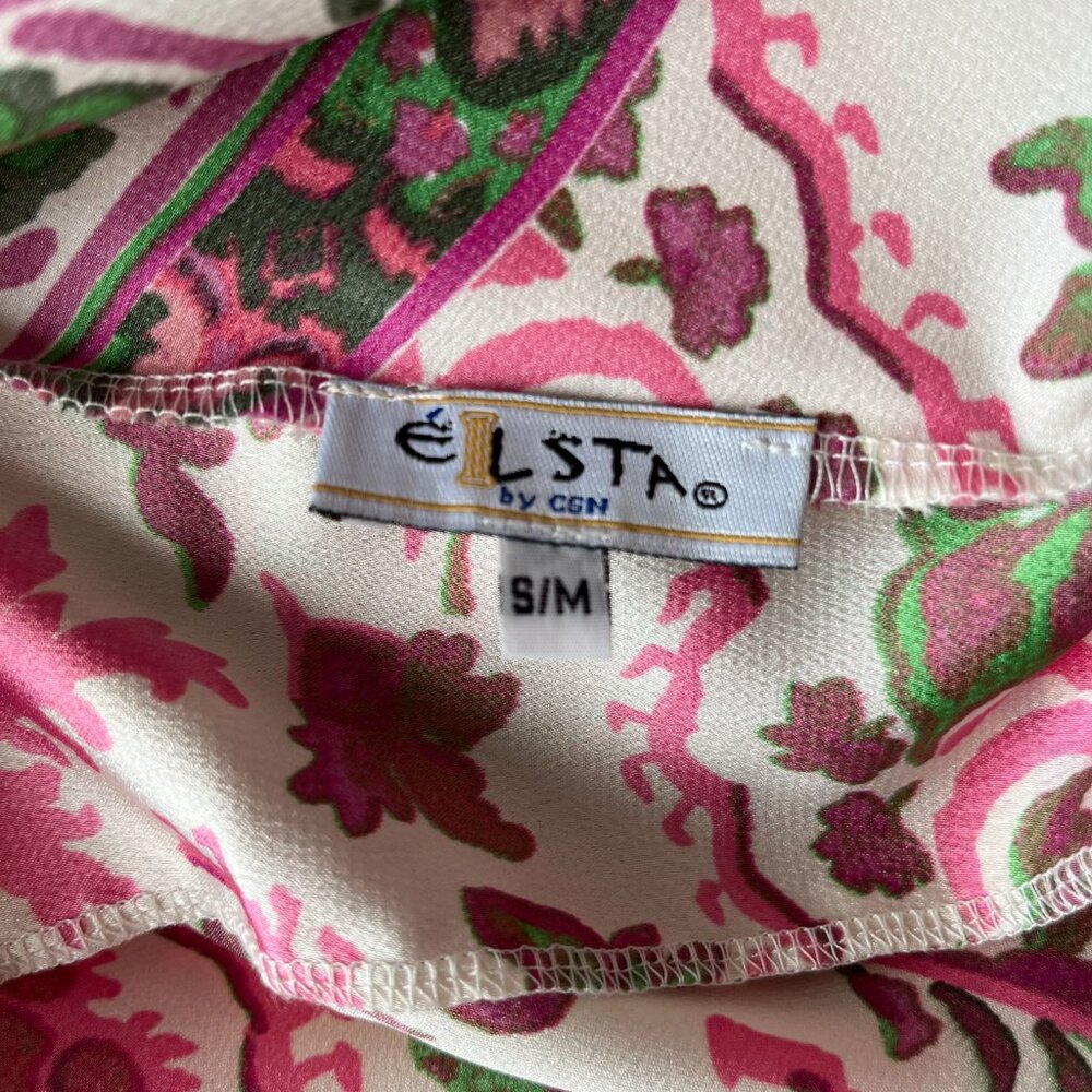Floral Print Satin Wrap Midi Dress New, Size S/M - Picture 5 of 5